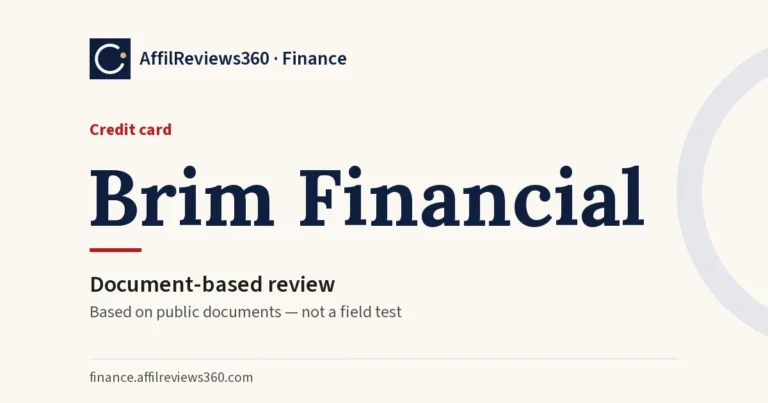 Brim Financial — credit card: document-based review by AffilReviews360