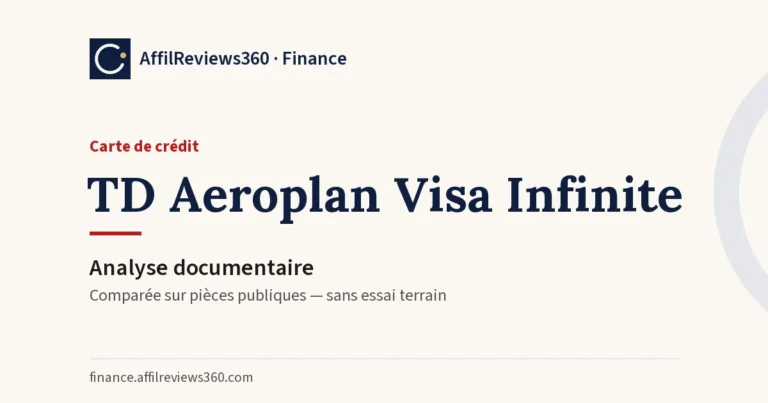 TD Aeroplan Visa Infinite — carte de crédit : analyse documentaire AffilReviews360